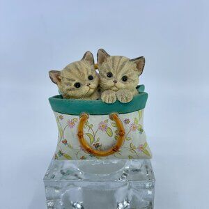 lenox "a tote for two" figurine cats in floral bag vintage